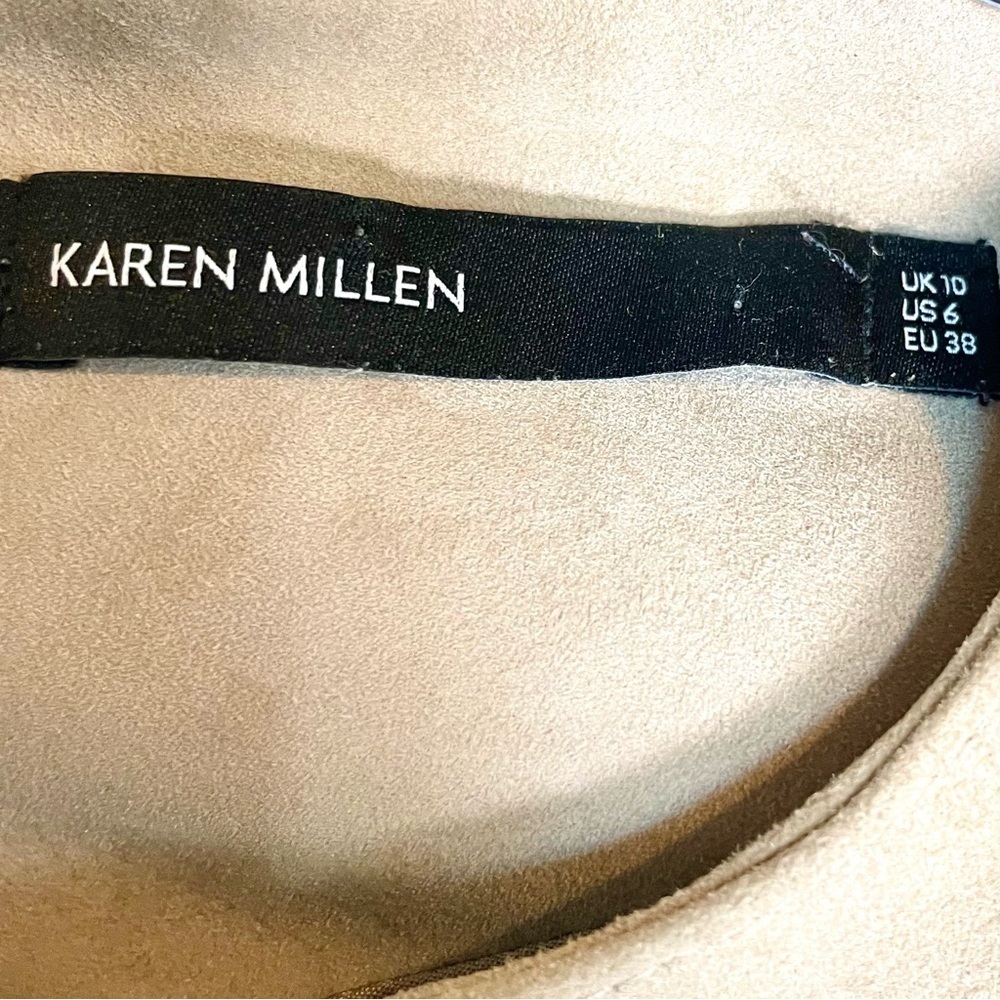 Karen Millen Suede Sheath Dress 6 Beige Tailored Designer - Picture 10 of 10